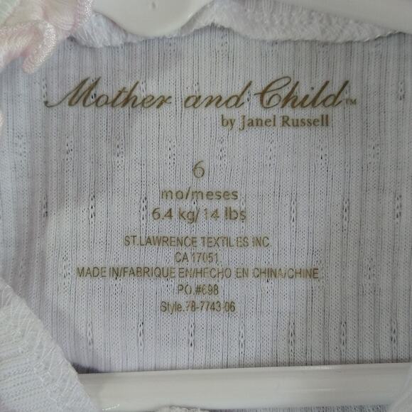 L Mother and Child by Janel Russell Vintage White Pink Sleeper Jumpsuit NWT 6M - Picture 8 of 9
